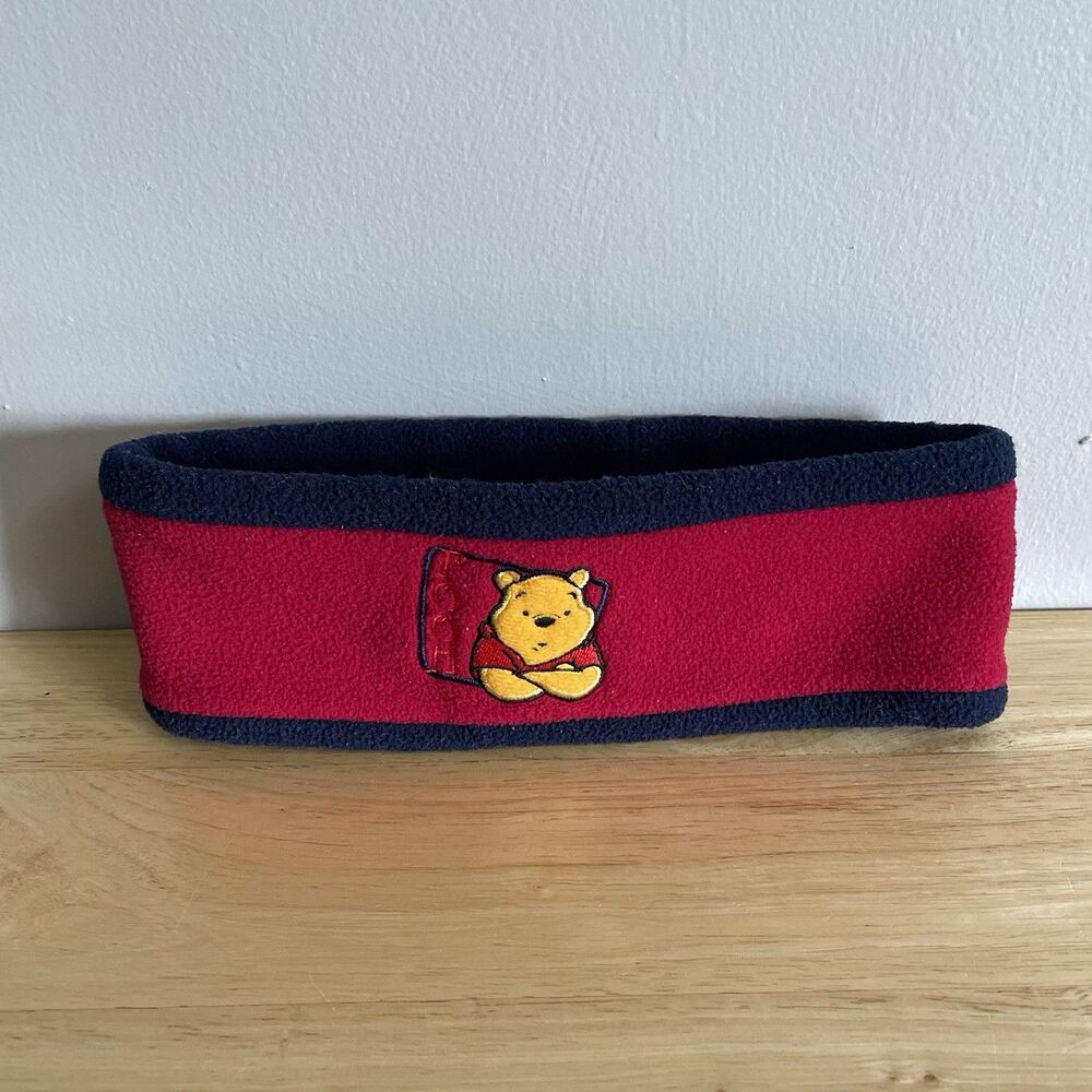 Vintage Disney Winnie The Pooh Headband Fleece Ear Warmer Winter Y2K Red Blue